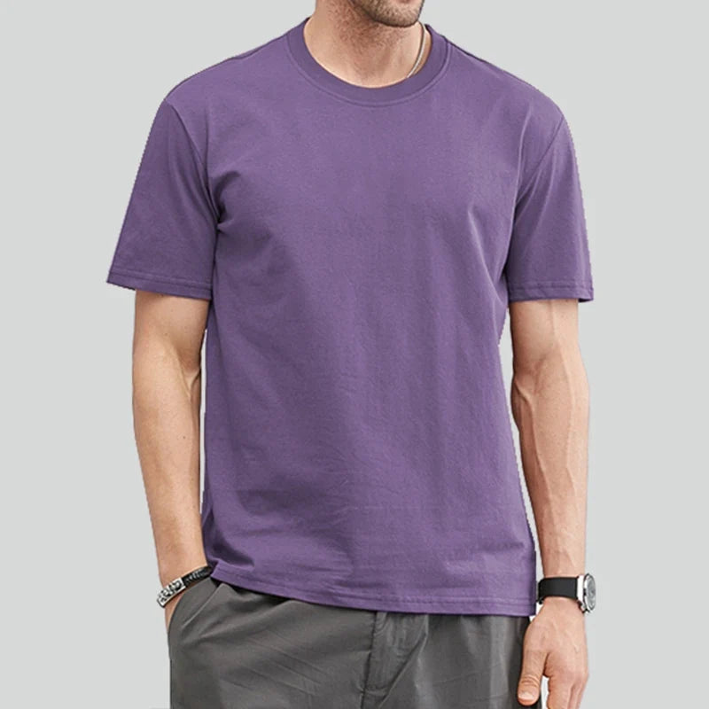 Unisex Basic T-skjorte i 100% Bomull – Oversized Ensfarget Topp for Menn, Kvinner og Ungdom | Komfortabel Sommertee