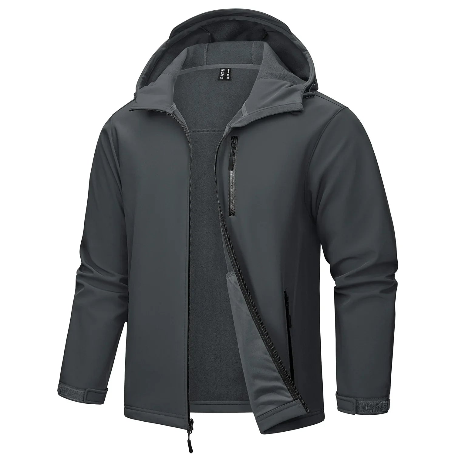 Softshell Jakke med Hette – Vanntett &amp; Vindtett | Herrejakke med Fleecefôr til Friluft &amp; Arbeid