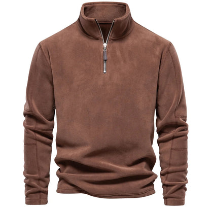 Tykk og varm herre-fleece – halv glidelås, softshell-look til tur og hverdag