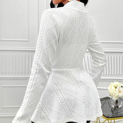 Elegant Dameblazer – Tykk Jacquard Jakke til Høst og Vinter