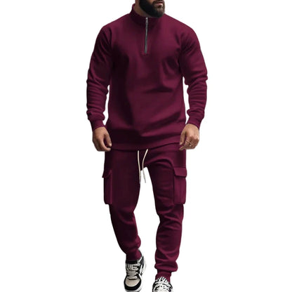 Herre Joggedress – Semi-zip Genser &amp; Fleecebukse | Slim Fit &amp; Komfortabel Vinterstil