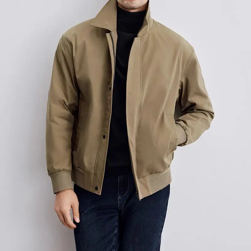 Herre Bomberjakke 2024 – Kort Jakke i Maillard-stil | Koreansk Fashion med Jakkeslag