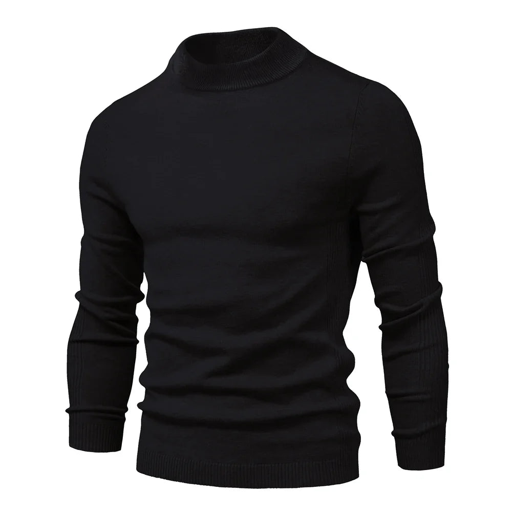 Myk Herregenser med Høy Hals – Ensfarget Vintergenser i Premium Kvalitet | Varm og Komfortabel Pullover for Menn