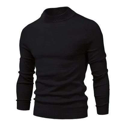 Myk Herregenser med Høy Hals – Ensfarget Vintergenser i Premium Kvalitet | Varm og Komfortabel Pullover for Menn