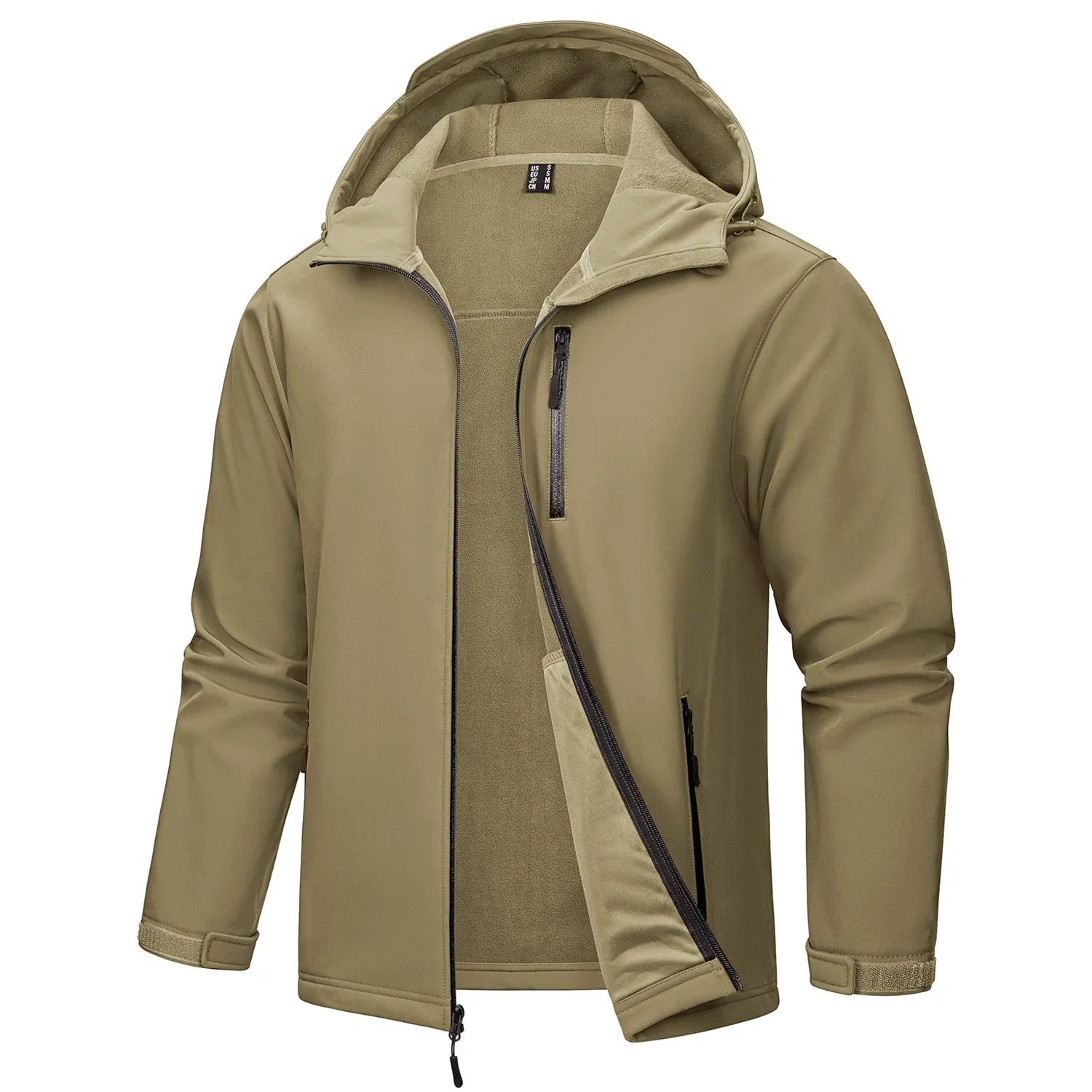Softshell Jakke med Hette – Vanntett &amp; Vindtett | Herrejakke med Fleecefôr til Friluft &amp; Arbeid