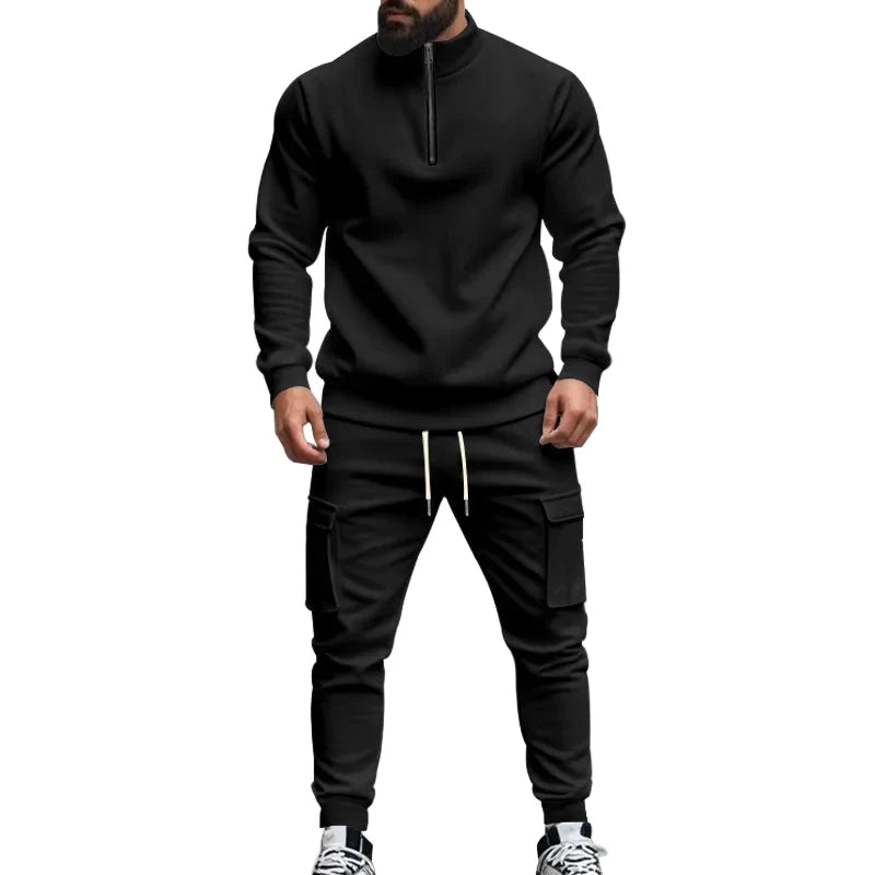 Herre Joggedress – Semi-zip Genser &amp; Fleecebukse | Slim Fit &amp; Komfortabel Vinterstil