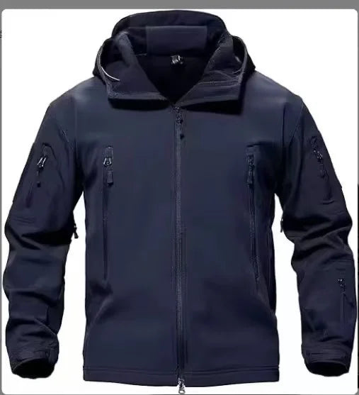 Vanntett Softshell Jakke for Menn – Varm og Vindtett Turjakke med Hette | Perfekt til Fiske, Jakt, Ski og Friluftsliv