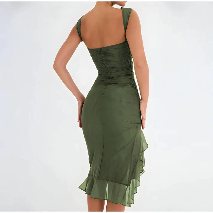 Elegant bodycon-kjole med volanger