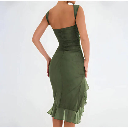 Elegant bodycon-kjole med volanger