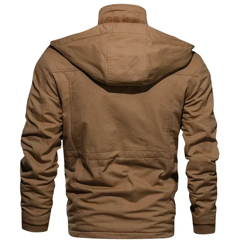 Herre Vinterjakke med Hette – Militærstil, Varm Parkas &amp; Snøjakke