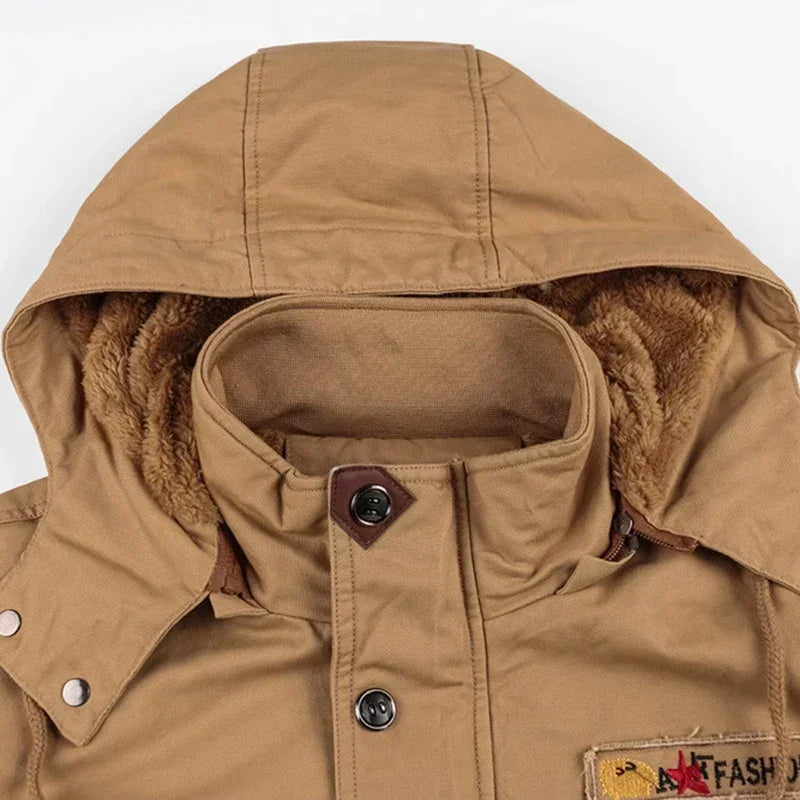 Herre Vinterjakke med Hette – Militærstil, Varm Parkas &amp; Snøjakke