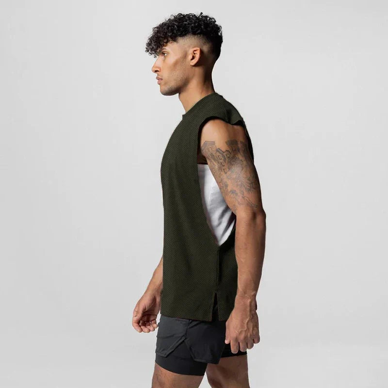 Sommer Singlet med Åpen Side – Mesh Treningstopp uten Ermer for Herre