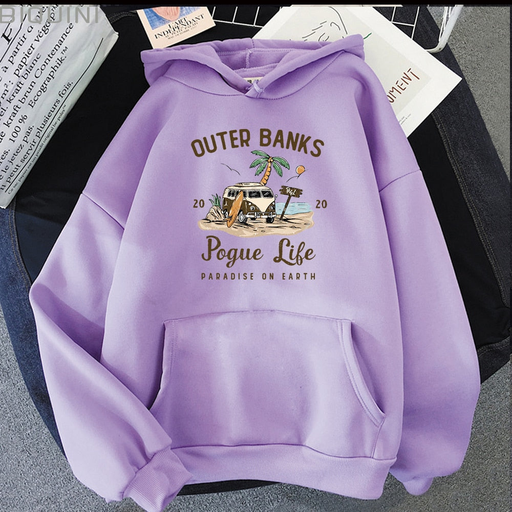 Outer Banks Pogue Life Hoody | hettegenser for kvinner med estetisk trykk | Kpop Style Streetwear