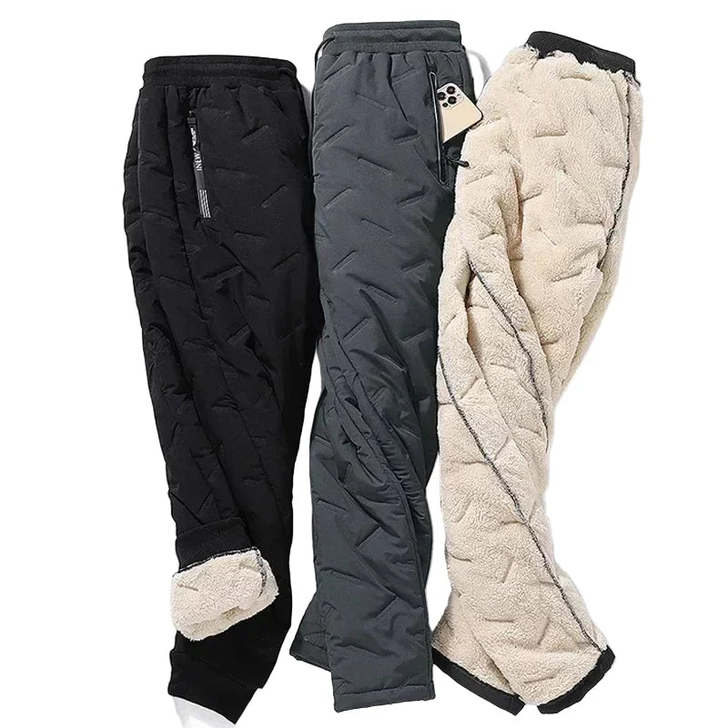 Vinter Forede Bukser for Menn – Vindtette &amp; Vanntette Dunjoggers med Ullfôr | Varm, Komfortabel &amp; Funksjonell til Ski &amp; Friluft