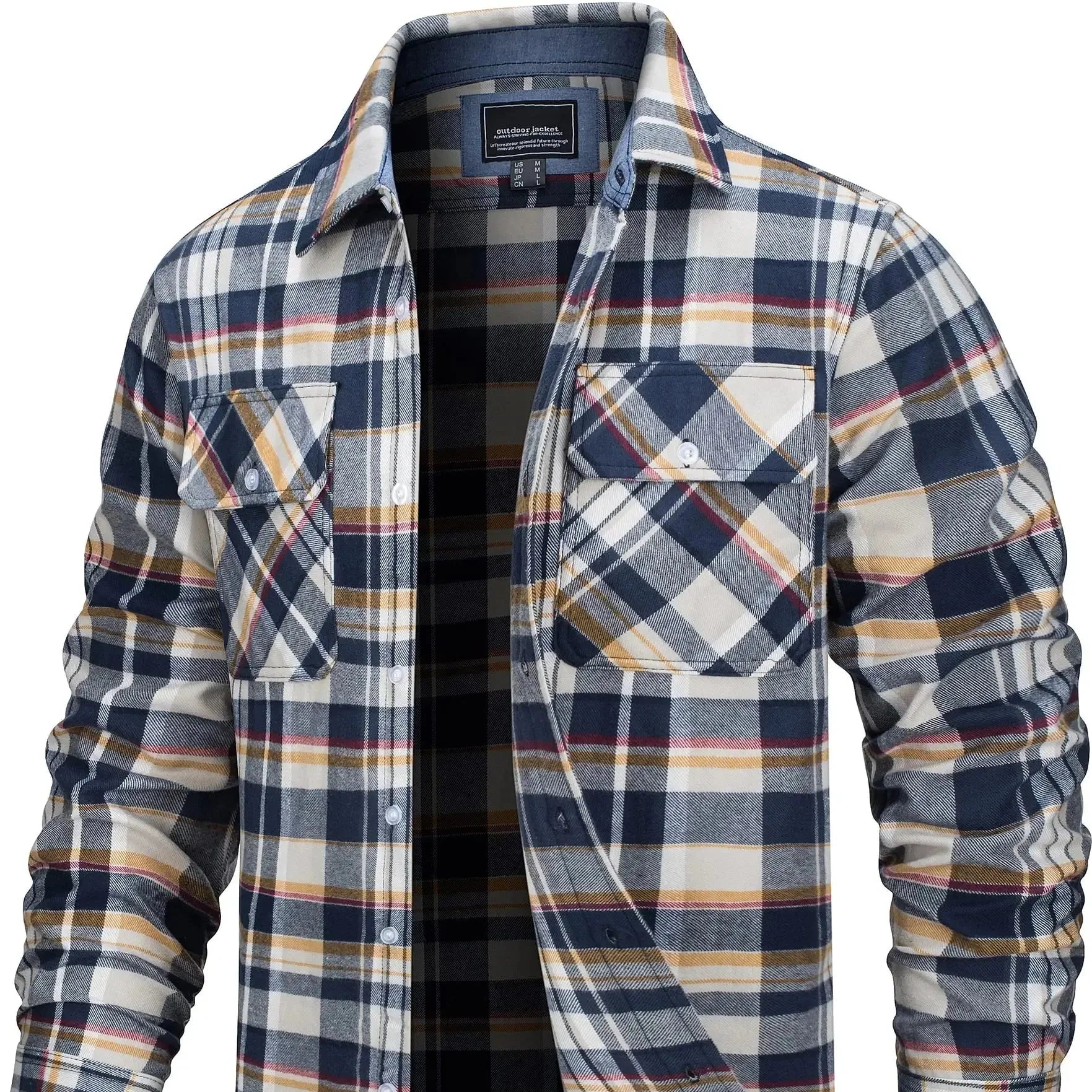 Oversized Rutete Skjortejakke for Menn – Lett Flanellskjorte med Lommer | Streetwear-inspirert Vår- og Høstjakke