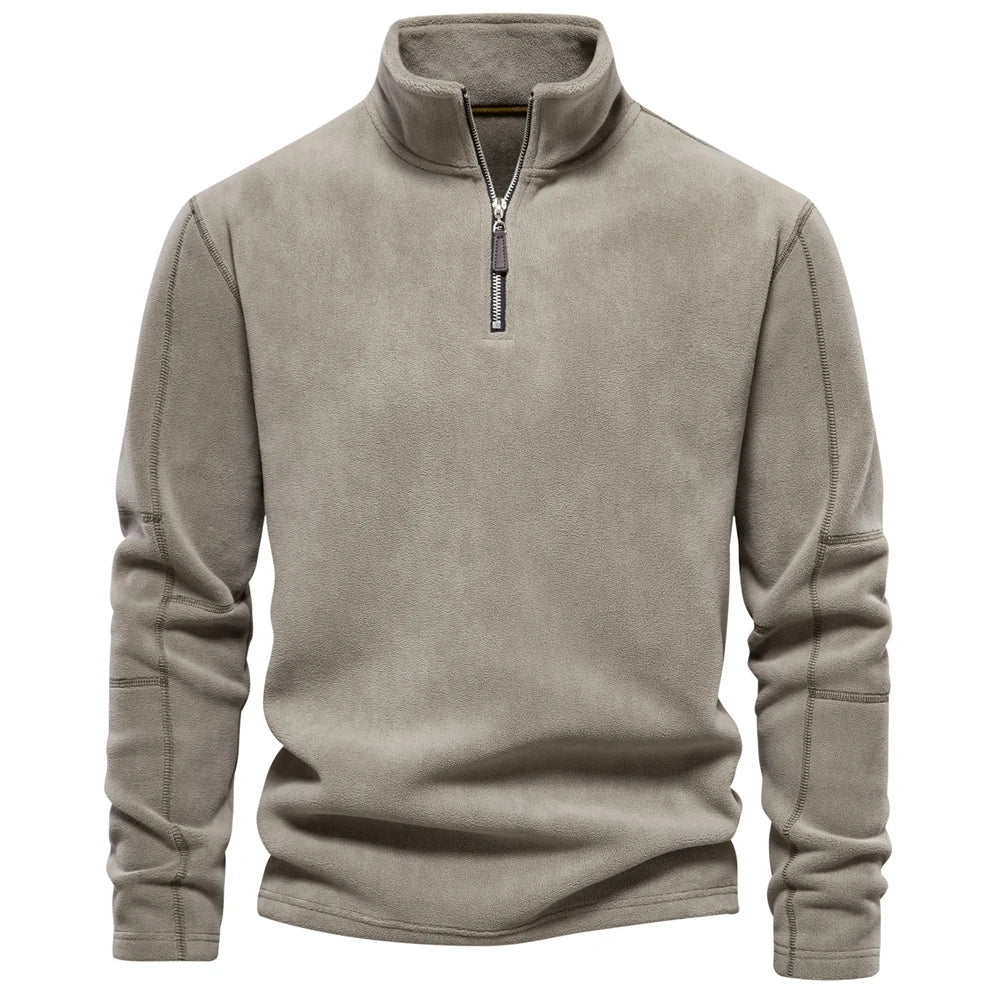 Tykk og varm herre-fleece – halv glidelås, softshell-look til tur og hverdag