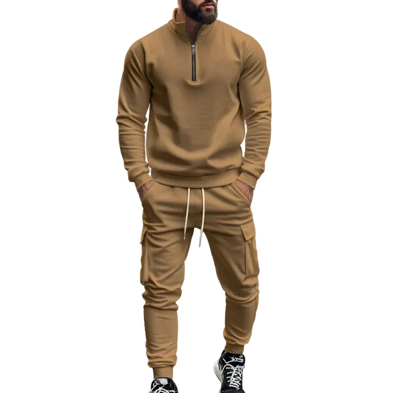 Herre Joggedress – Semi-zip Genser &amp; Fleecebukse | Slim Fit &amp; Komfortabel Vinterstil