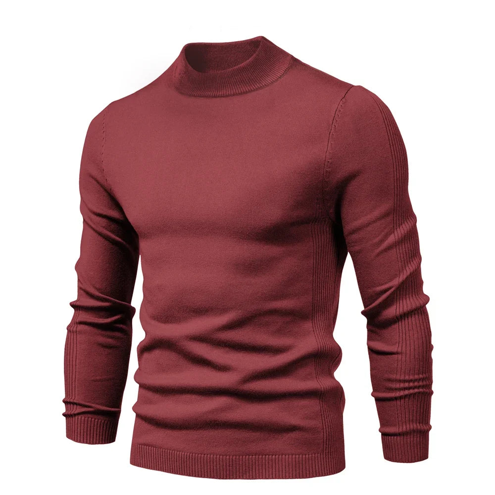 Myk Herregenser med Høy Hals – Ensfarget Vintergenser i Premium Kvalitet | Varm og Komfortabel Pullover for Menn