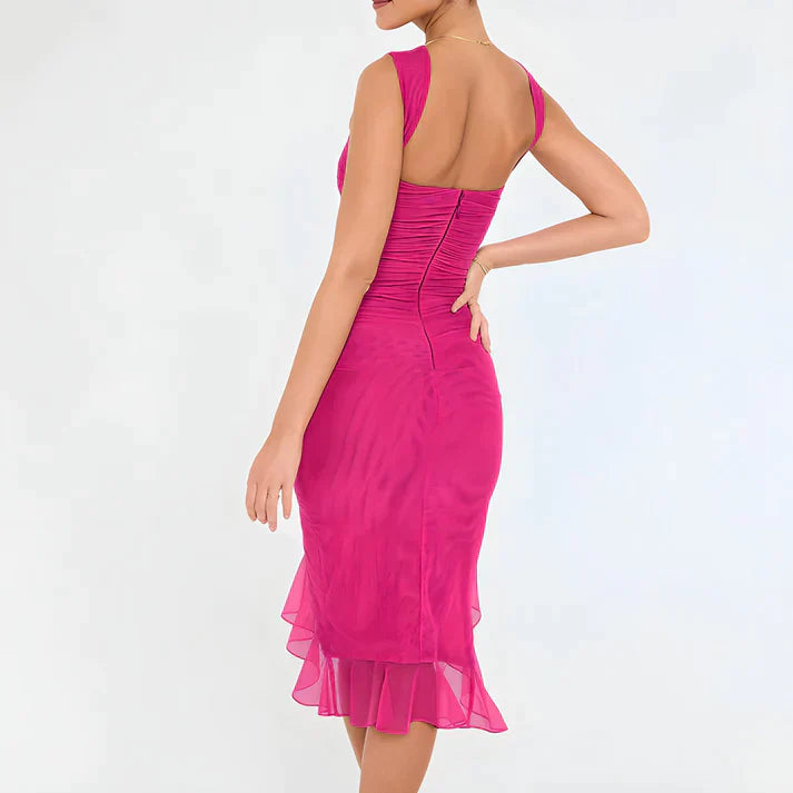 Elegant bodycon-kjole med volanger