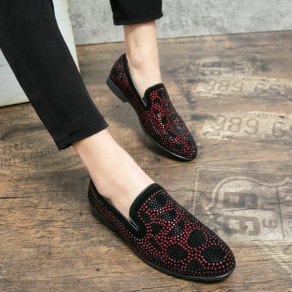 Loafers med rhinestone-utsmykning