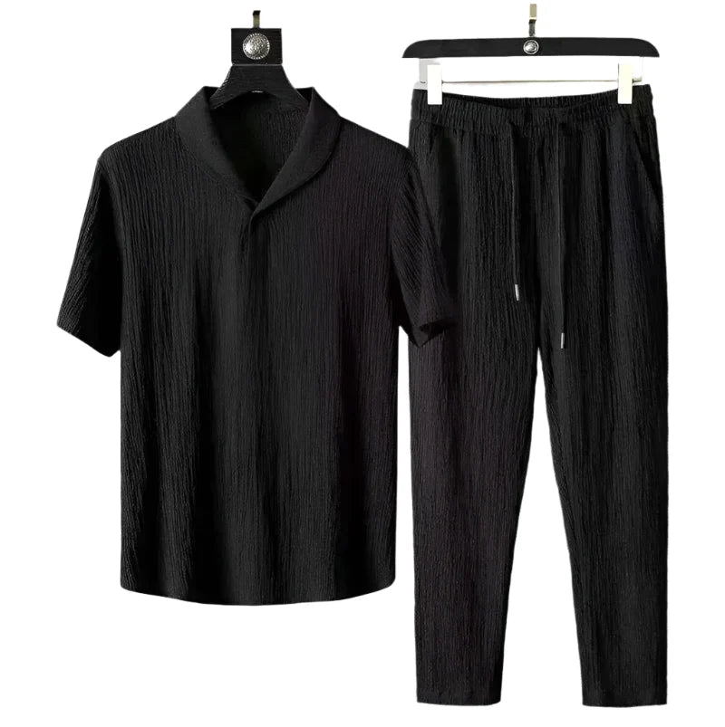 Sommer Joggedress for Menn – T-skjorte + Bukse Sett fra MOOWNUC | Sporty og Komfortabelt – Svart 1