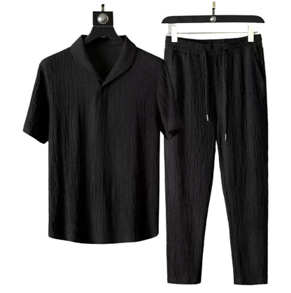 Sommer Joggedress for Menn – T-skjorte + Bukse Sett fra MOOWNUC | Sporty og Komfortabelt – Svart 1