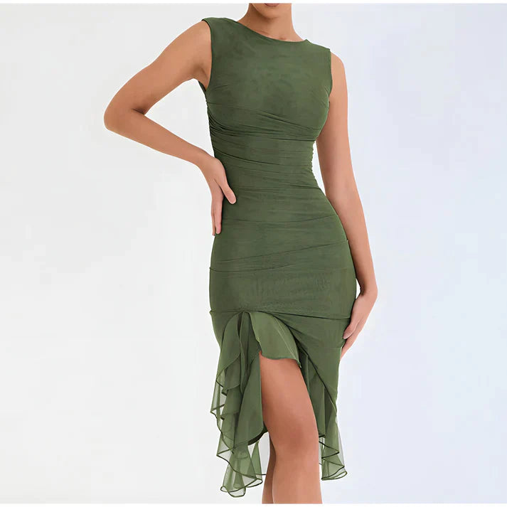 Elegant bodycon-kjole med volanger