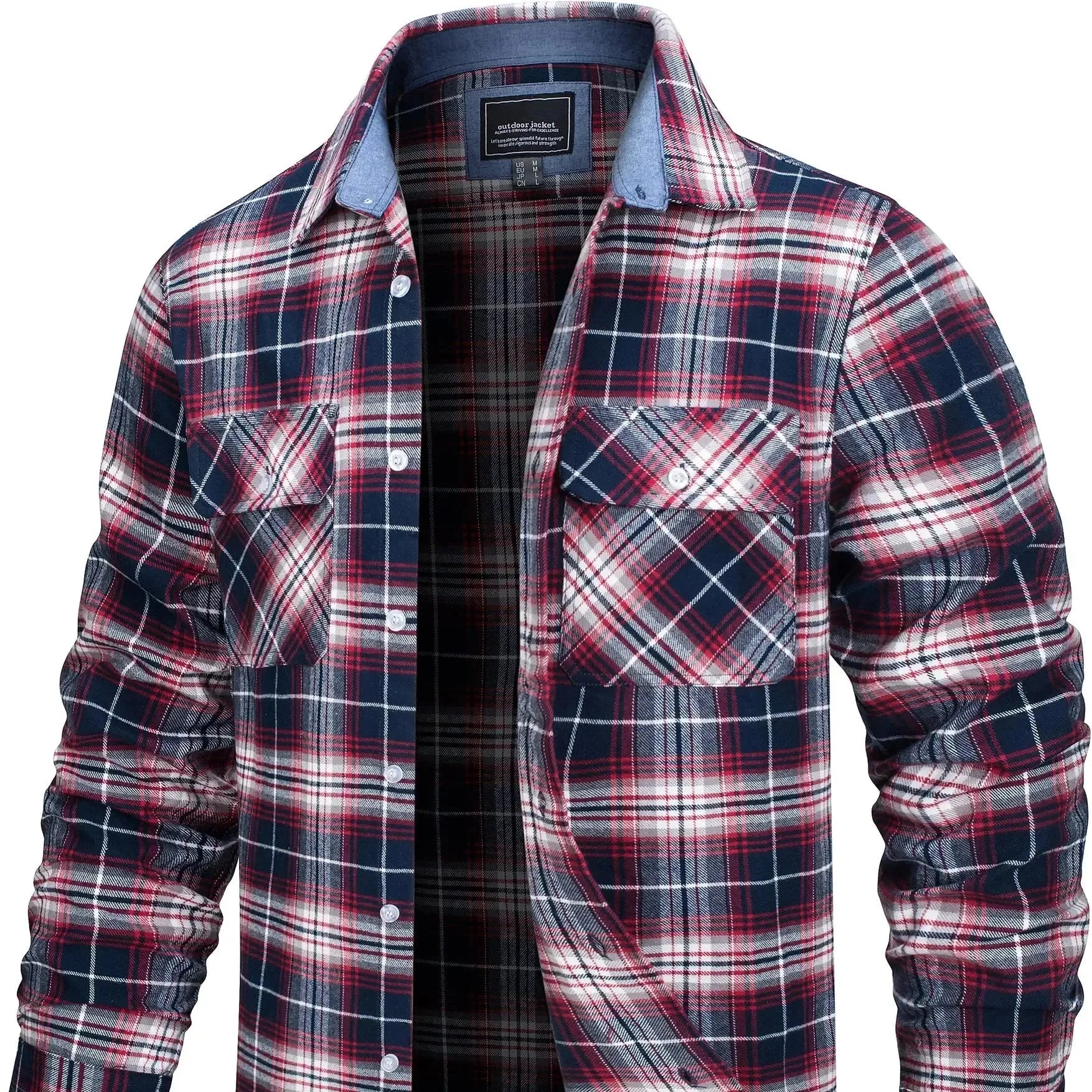 Oversized Rutete Skjortejakke for Menn – Lett Flanellskjorte med Lommer | Streetwear-inspirert Vår- og Høstjakke