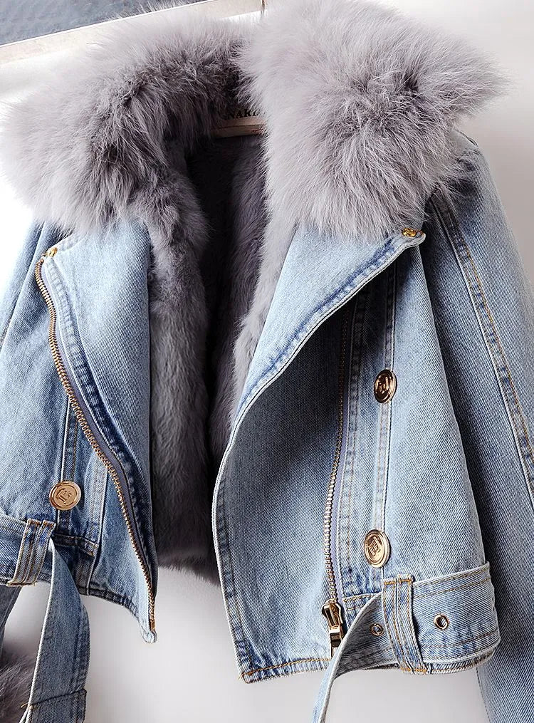 Jackie™️ | Elegance Denim &amp;amp; Fur Jacket