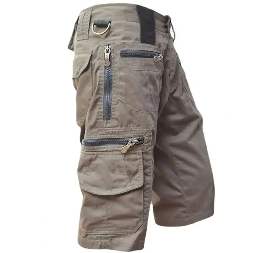 Taktiske Herreshorts med Flere Lommer – Militærstil, Sommer, Rett Passform – Mørkegrå