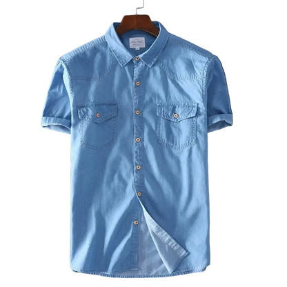 Kortermet Denimskjorte til Herre – 100 % Bomull med Lett Sommerkomfort
