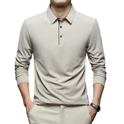 Herre Langermet Polo – Business Casual, Komfortabel &amp; Allsidig – Rød