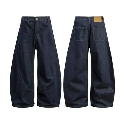 Unisex Wide Leg Jeans – Amerikansk Stil med Buet “Knife Cut”-Design | Trendy Løse Denim Bukser i High Street Look