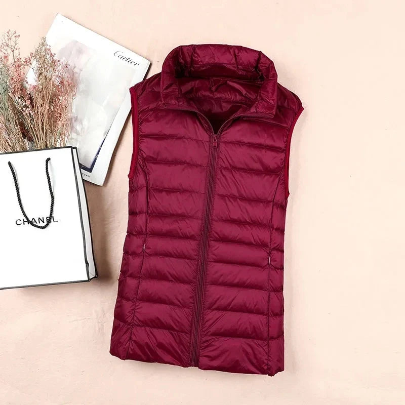Dame Dunvest – Ultralett &amp; Varm i Hvit Andedun | Puffer Vest Høst/Vinter 2025 (opptil 8XL)