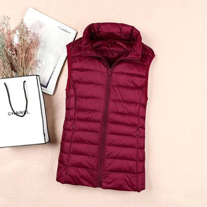 Dame Dunvest – Ultralett &amp; Varm i Hvit Andedun | Puffer Vest Høst/Vinter 2025 (opptil 8XL)