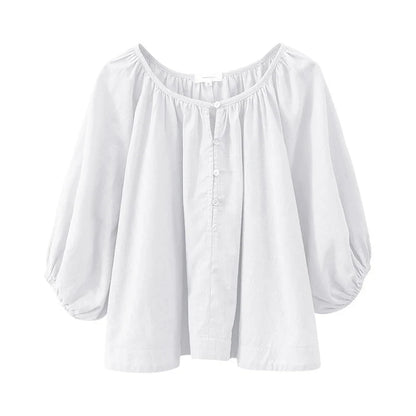 Hvit Bomullsbluse til Dame – 100% Muslin &amp; Løs Passform