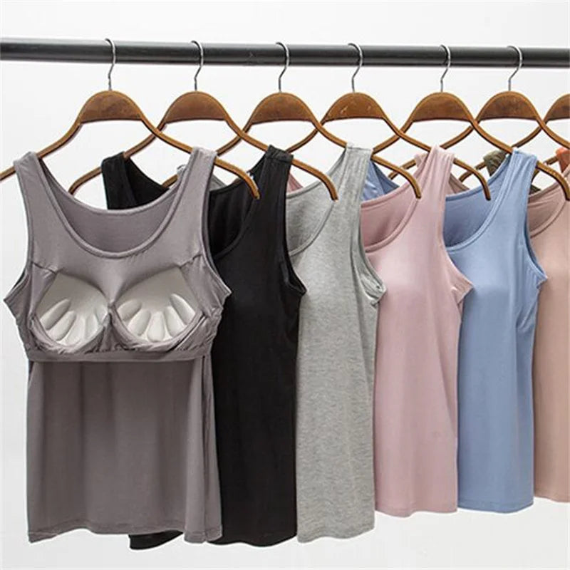 Dame Singlet med Innebygd BH – Slim Fit Topp med Polstring