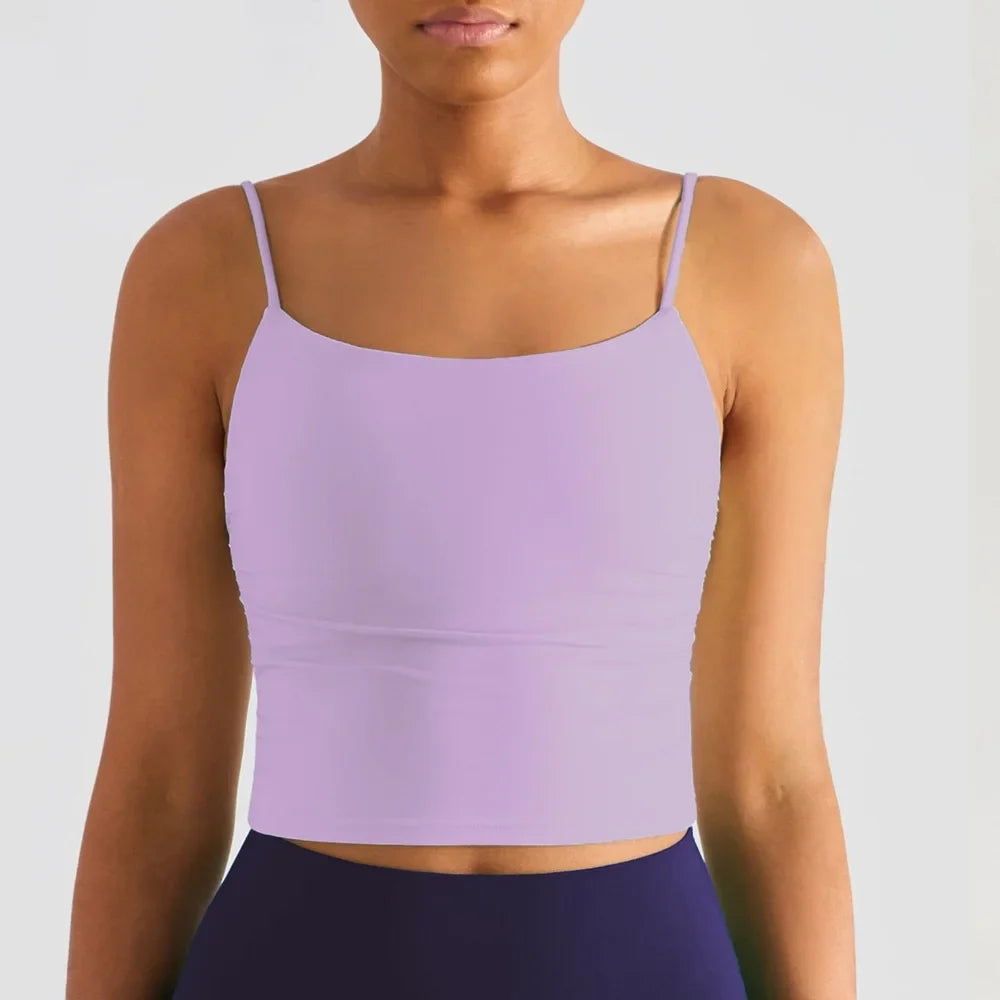 Treningstopp for dame – Sexy yoga-vest med folder, push-effekt og integrerte innlegg