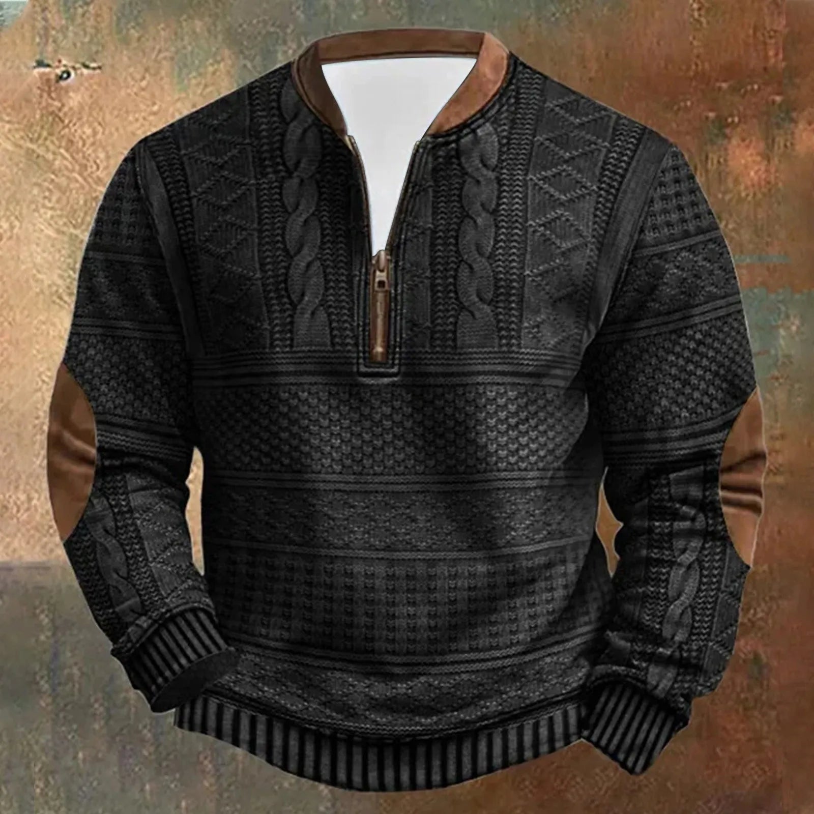 Trendy Oversized Genser for Menn – Langermet Pullover med Høy Krage | Varm og Stilren Vintergenser uten Hette