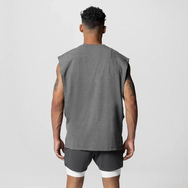 Sommer Singlet med Åpen Side – Mesh Treningstopp uten Ermer for Herre