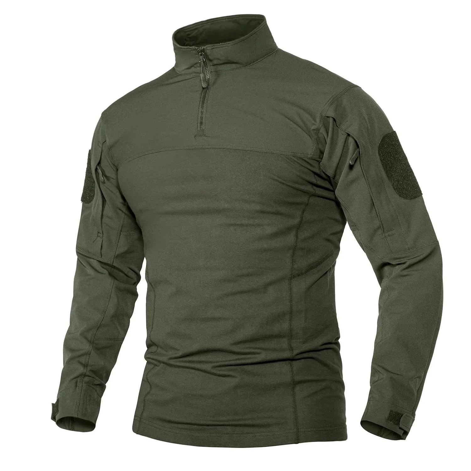 Herre – Langermet 1/4-zip tur- og treningsgenser med glidelåslommer – Grønn