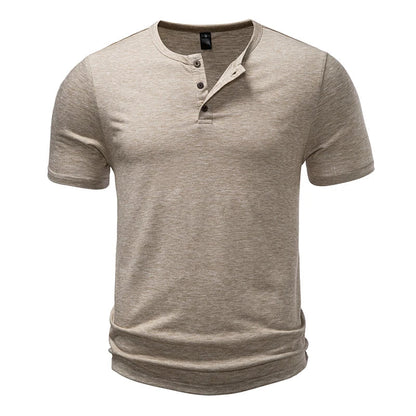 Herre T-skjorte med Henley-hals – Pustende Bomull &amp; Klassisk Sommerstil