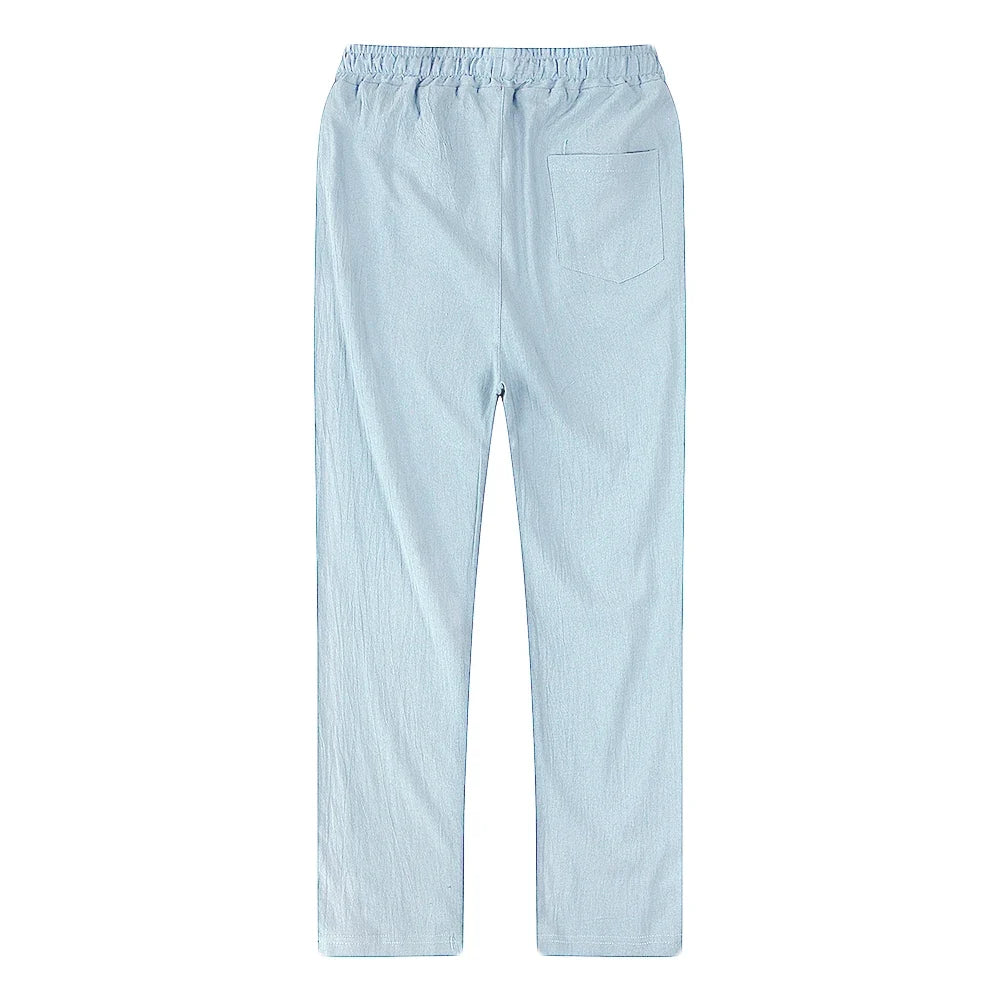Lette Herrebukser i Bomull og Lin – Pustende og Ensfarget Streetwear til Høst og Fritid (S–3XL)