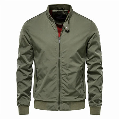 Herre Baseballjakke – Slim Fit Bomber | Ensfarget &amp; Casual med Ståkrage