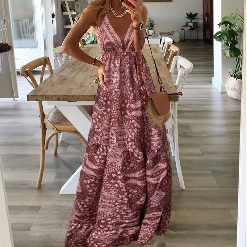 Maxikjole med boho-mønster