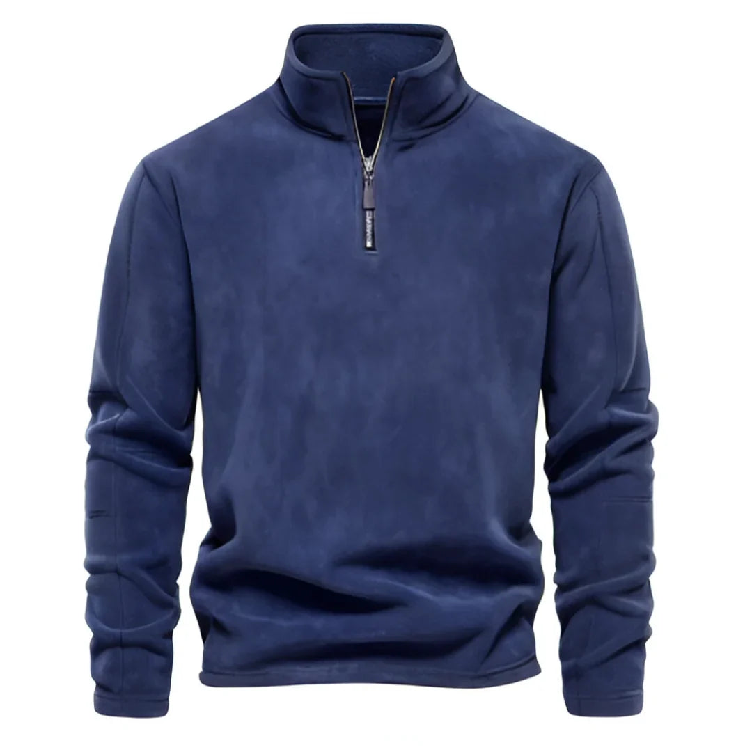 Tykk og varm herre-fleece – halv glidelås, softshell-look til tur og hverdag