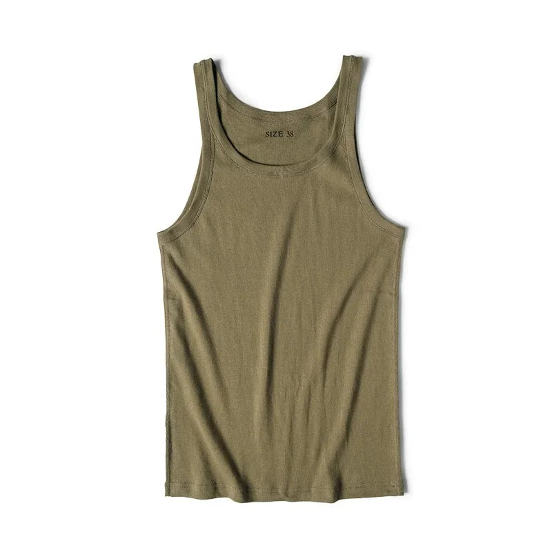 Ribbestrikket Tank Top til Herre – Klassisk Bomulls Undertrøye