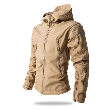 Softshell Taktisk Jakke – Vanntett &amp; Vindtett med Fleecefor | Herre Camouflage Hettejakke til Jakt &amp; Friluft
