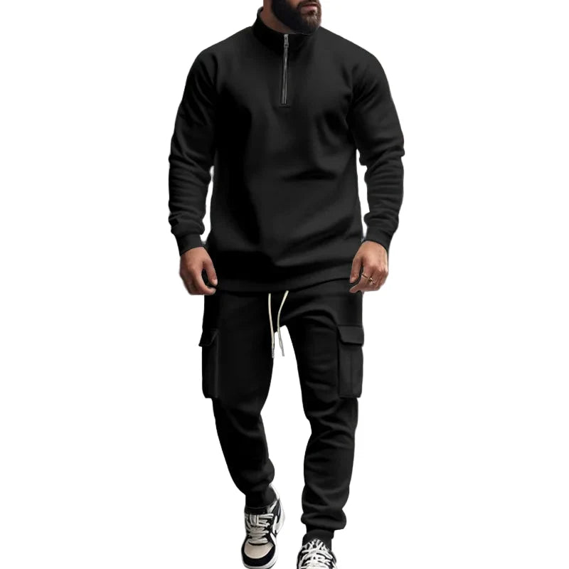 Herre Joggedress – Semi-zip Genser &amp; Fleecebukse | Slim Fit &amp; Komfortabel Vinterstil