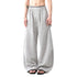 Grå Baggy Joggebukser – Vide Unisex Bukser med Lang Snøring | Urban Streetwear med Buet “Lantern”-Design – Svart